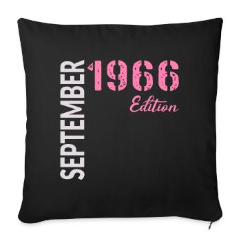 60th birthday, September 1966 - Sofa pillowcase 17,3'' x 17,3'' (45 x 45 cm) - black - Front