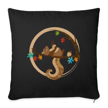 Un écureuil endormi - Housse de coussin décorative 45 x 45 cm - noir - Devant