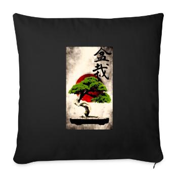 Bonsai contre Imprimer japonaise drapeau Art - Housse de coussin décorative 45 x 45 cm - noir - Devant