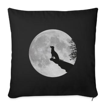 Vollmond Klippe Hund Dog Labrador Werwolf heulen - Housse de coussin décorative 45 x 45 cm - noir - Devant