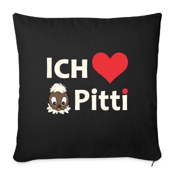 Pittiplatsch Ich liebe Pitti auf dunkel - Sofakissenbezug 45 x 45 cm - Schwarz - Vorne
