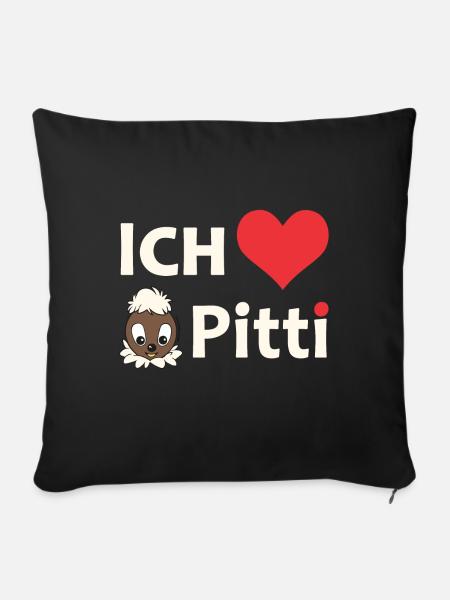 Pittiplatsch Ich liebe Pitti auf dunkel - Sofakissenbezug 45 x 45 cm - Schwarz