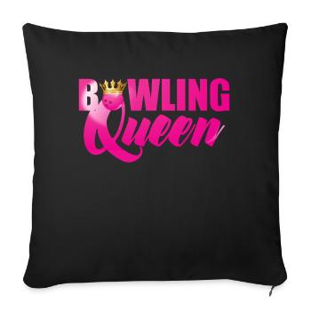 Bowling / Bowler: Bowling Queen - Sofa pillowcase 17,3'' x 17,3'' (45 x 45 cm) - black - Front