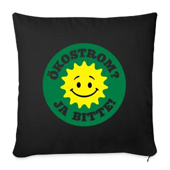 green electricity yes please, nuclear power no - Sofa pillowcase 17,3'' x 17,3'' (45 x 45 cm) - black - Front