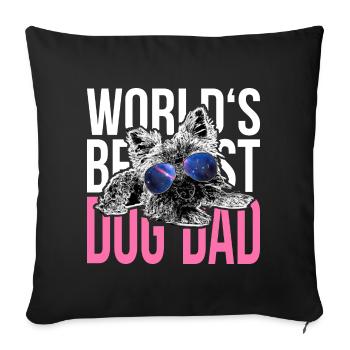 Yorkshire Amant de chien> World meilleur chien papa jamais - Housse de coussin décorative 45 x 45 cm - noir - Devant