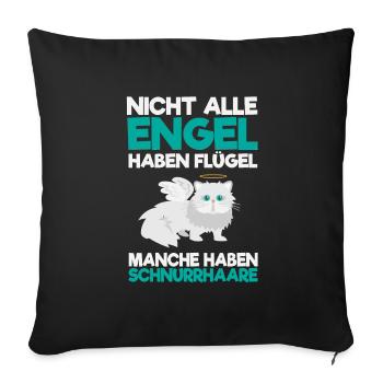 ENGEL KATZE! - Sofakissenbezug 45 x 45 cm - Schwarz - Vorne