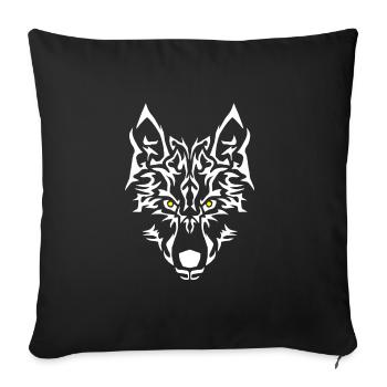loup. Choix de couleurs. Ajoutez votre texte. *BEST-SELLER* - Housse de coussin décorative 45 x 45 cm - noir - Devant