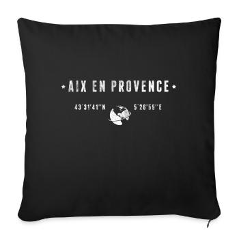 Aix en Provence Coordonnées Géographiques Stylisée - Housse de coussin décorative 45 x 45 cm - noir - Devant