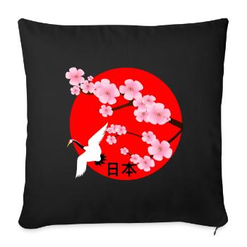 Japan cherry blossoms crane Japanfan Japan travel - Sofa pillowcase 17,3'' x 17,3'' (45 x 45 cm) - black - Front