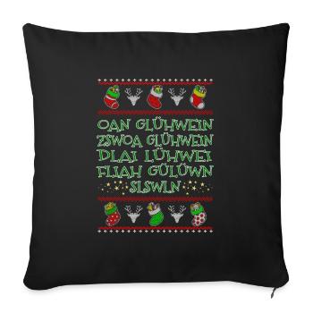 Glühwein - bayerisch - Sofakissenbezug 45 x 45 cm - Schwarz - Vorne