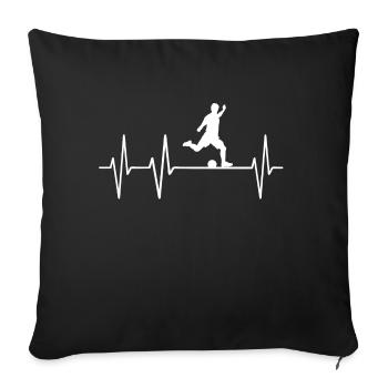 battement de coeur du football pouls cardiaque palpitations cardiaques ligne - Housse de coussin décorative 45 x 45 cm - noir - Devant