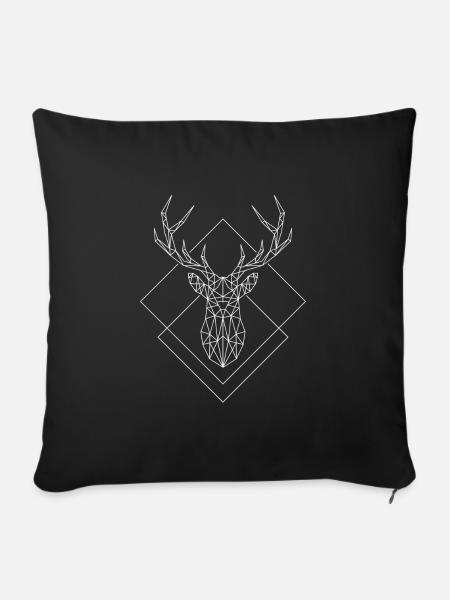 Polygon Hirsch weiss - Sofakissenbezug 45 x 45 cm - Schwarz