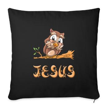 Hibou Jésus - Housse de coussin décorative 45 x 45 cm - noir - Devant