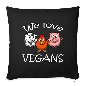 VEGAN FUNNY SPEECHES ANIMALS LOVE VEGANS GIFT - Sofa pillowcase 17,3'' x 17,3'' (45 x 45 cm) - black - Front