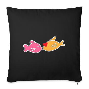 poissons baiser - Housse de coussin décorative 45 x 45 cm - noir - Devant