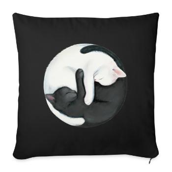 Yin Yang Balancing Cats - Sofa pillowcase 17,3'' x 17,3'' (45 x 45 cm) - black - Front