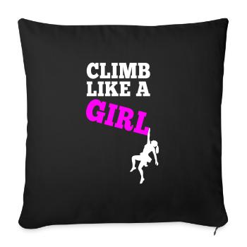 Climb Like A Girl - Rock Climbing Girl - Sofa pillowcase 17,3'' x 17,3'' (45 x 45 cm) - black - Front