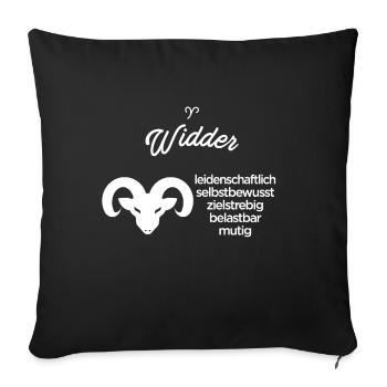 Sternzeichen Widder - Sofakissenbezug 45 x 45 cm - Schwarz - Vorne