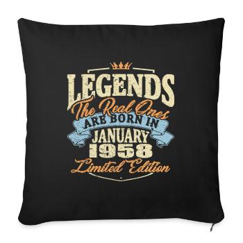 De vraies légendes naissent en janvier 1958 - Housse de coussin décorative 45 x 45 cm - noir - Devant