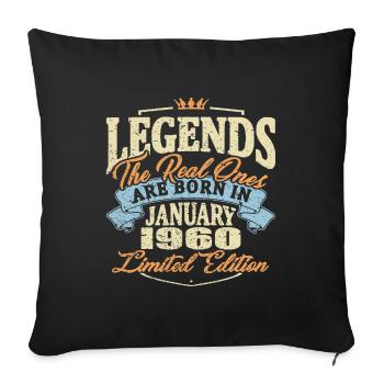 De vraies légendes naissent en janvier 1960 - Housse de coussin décorative 45 x 45 cm - noir - Devant