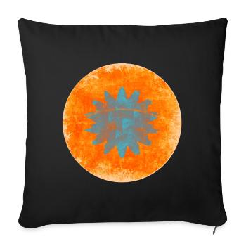 Abstract Floral Trench in Orange and Blue - Sofa pillowcase 17,3'' x 17,3'' (45 x 45 cm) - black - Front