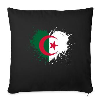 Coeur drapeau algerie - Housse de coussin décorative 45 x 45 cm - noir - Devant