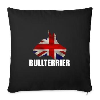 Silhouette du chien Bull Terrier Grande-Bretagne - Housse de coussin décorative 45 x 45 cm - noir - Devant