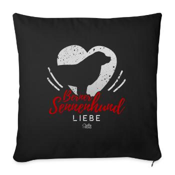 Berner Sennenhund Liebe mit Herz - Sofakissenbezug 45 x 45 cm - Schwarz - Vorne