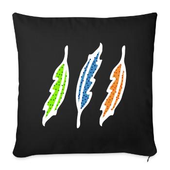 Plumes coloré illustration boho - Housse de coussin décorative 45 x 45 cm - noir - Devant