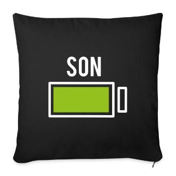 Sohn Partnerlook Partner Bro Batterie Akku Familie - Sofakissenbezug 45 x 45 cm - Schwarz - Vorne