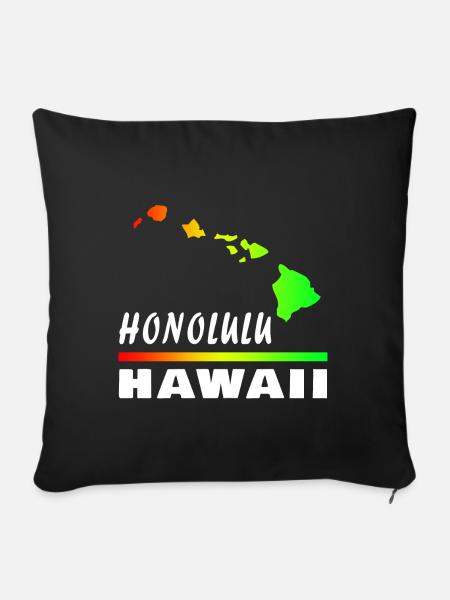 Hawaii Honolulu mit Karte / Geschenk Landkarte - Sofakissenbezug 45 x 45 cm - Schwarz