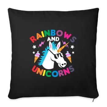 Rainbow unicorn gift - Sofa pillowcase 17,3'' x 17,3'' (45 x 45 cm) - black - Front