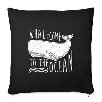 Baleine bienvenue océan cadeau mammifère marin - Housse de coussin décorative 45 x 45 cm - noir - Devant
