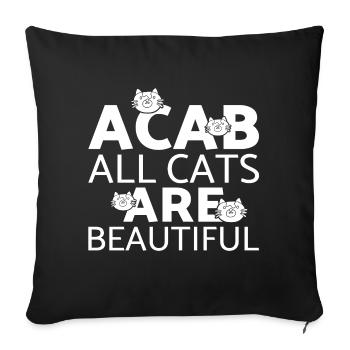 Chat chaton miaou chat domestique oeil de chat - Housse de coussin décorative 45 x 45 cm - noir - Devant