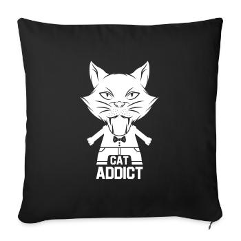 Chat chaton miaou chat domestique oeil de chat - Housse de coussin décorative 45 x 45 cm - noir - Devant