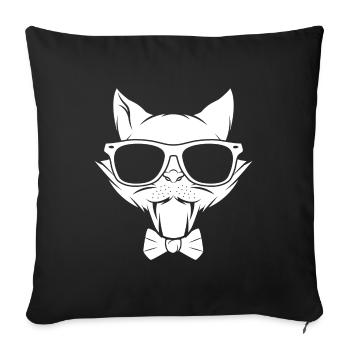 Chat chaton miaou chat domestique oeil de chat - Housse de coussin décorative 45 x 45 cm - noir - Devant