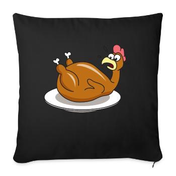 Poulet rôti cuisson - Housse de coussin décorative 45 x 45 cm - noir - Devant