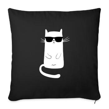chat cool | reste calme - Housse de coussin décorative 45 x 45 cm - noir - Devant