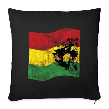 Lion Reggae Flag - Sofa pillowcase 17,3'' x 17,3'' (45 x 45 cm) - black - Front