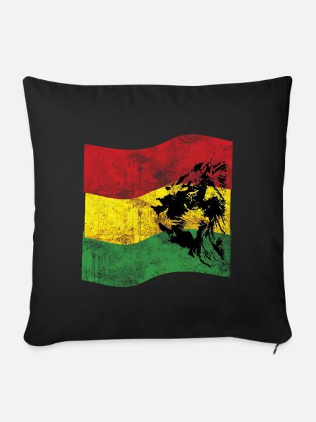 Lion Reggae Fahne - Sofakissenbezug 45 x 45 cm - Schwarz