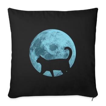 Cat full moon - Sofa pillowcase 17,3'' x 17,3'' (45 x 45 cm) - black - Front
