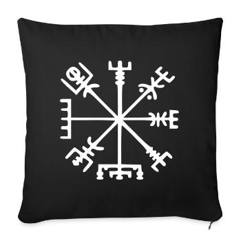 Vegvísir (boussole de Viking) - Housse de coussin décorative 45 x 45 cm - noir - Devant