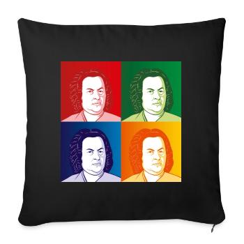 Johann Sebastian Bach in cartoon style - Sofa pillowcase 17,3'' x 17,3'' (45 x 45 cm) - black - Front