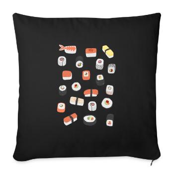 Sushi roll maki nigiri Japanese food art - Sofa pillowcase 17,3'' x 17,3'' (45 x 45 cm) - black - Front