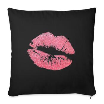 Kiss Mouth Lips Kiss Kiss gift idea glitter - Sofa pillowcase 17,3'' x 17,3'' (45 x 45 cm) - black - Front