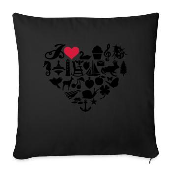 I love - Sofa pillowcase 17,3'' x 17,3'' (45 x 45 cm) - black - Front