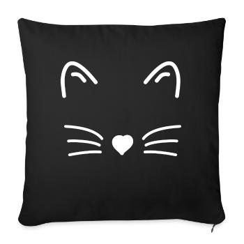 cat face - Sofa pillowcase 17,3'' x 17,3'' (45 x 45 cm) - black - Front