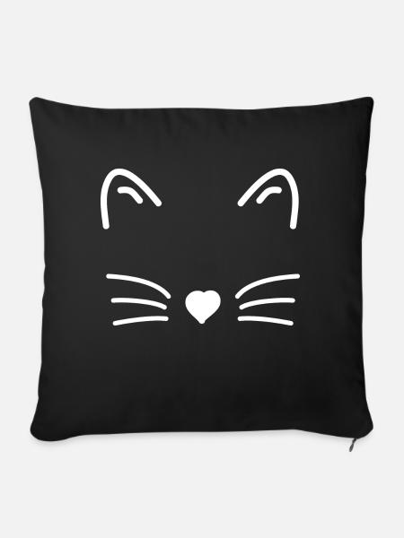 Katzengesicht - Sofakissenbezug 45 x 45 cm - Schwarz