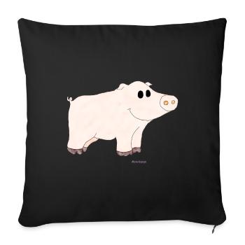 Schwein / Pig - Sofakissenbezug 45 x 45 cm - Schwarz - Vorne