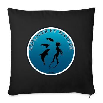 Maori Ocean Art Fish Dolphin Turtle Diver - Sofa pillowcase 17,3'' x 17,3'' (45 x 45 cm) - black - Front